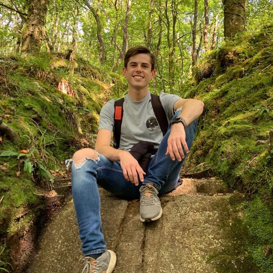 Sam Fenton, in a wood